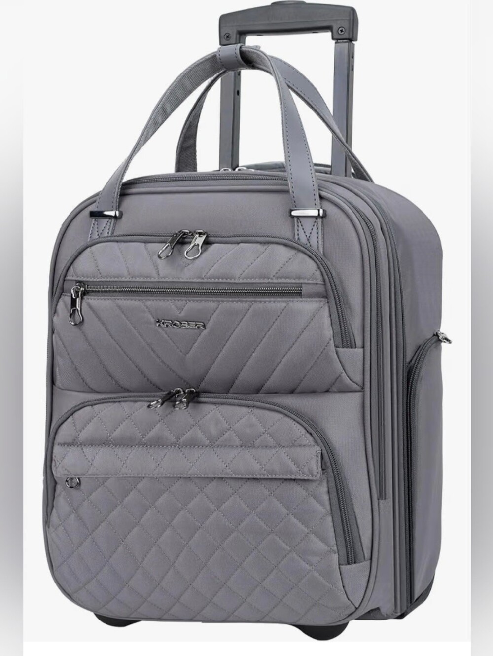 Kroser Gray Quilted Carry-On Rolling Travel Bag
